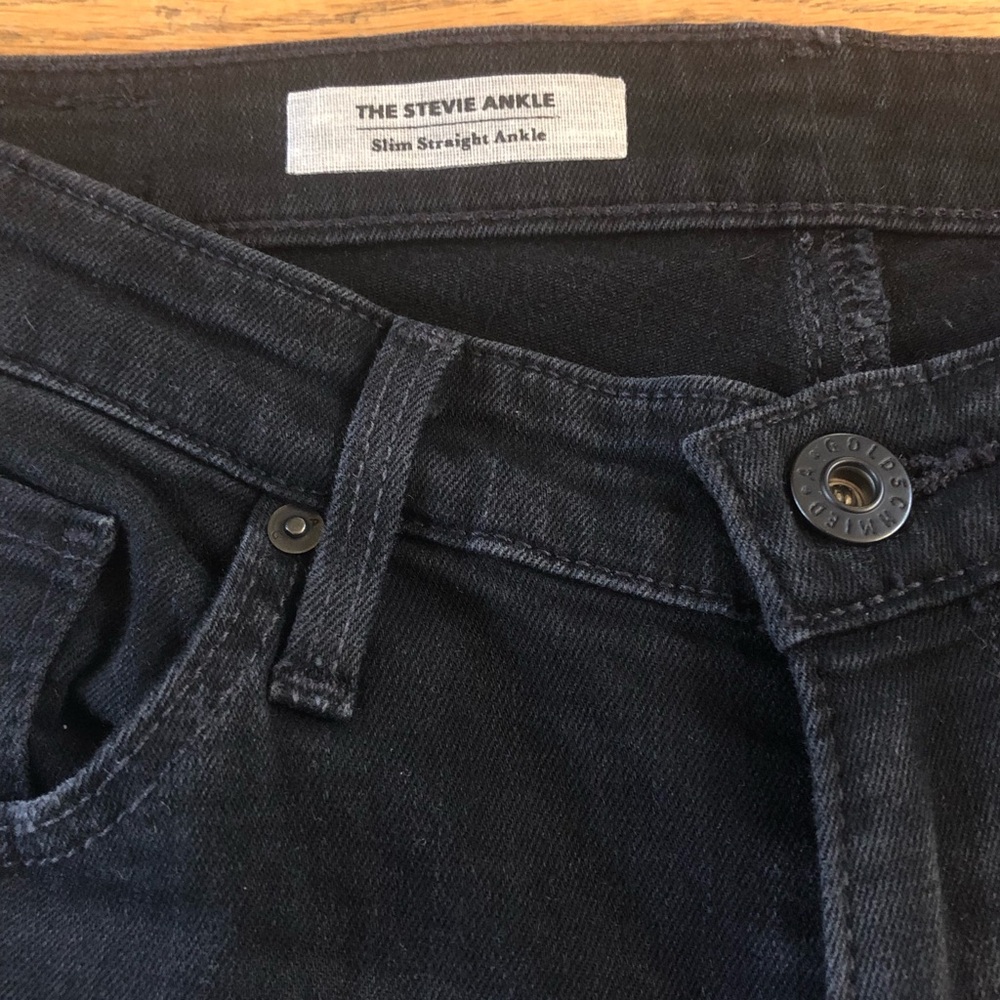 AG Stevie ankle jeans black skinny jeans with holes distressed size 26 - Picture 10 of 16